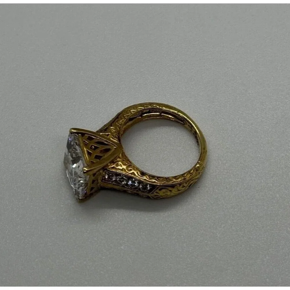 925 STERLING SILVER GOLD PLATED CZ RING SIZE 4.5